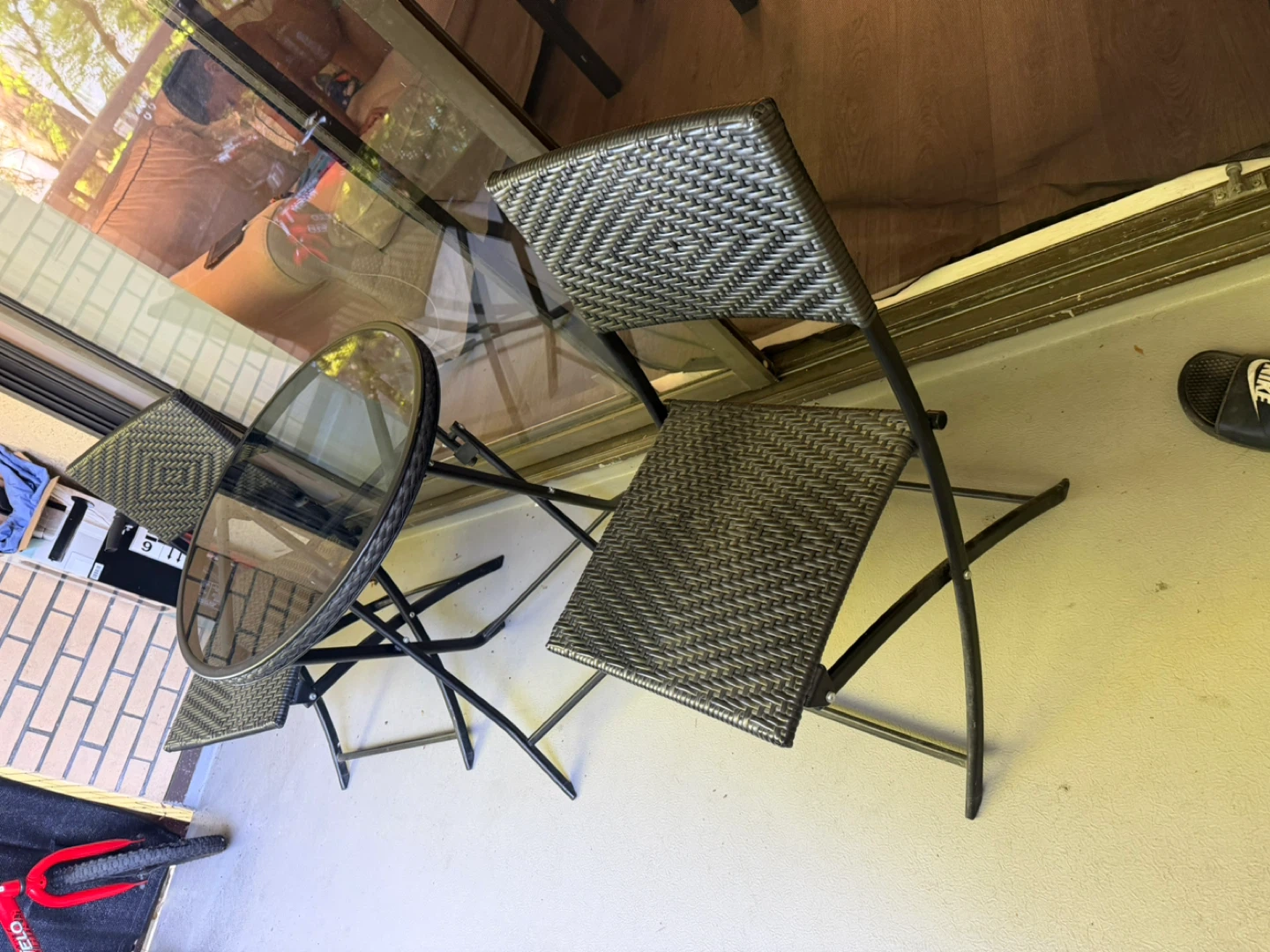 Glass Top Bistro Set - 1 Table & 2 Chairs