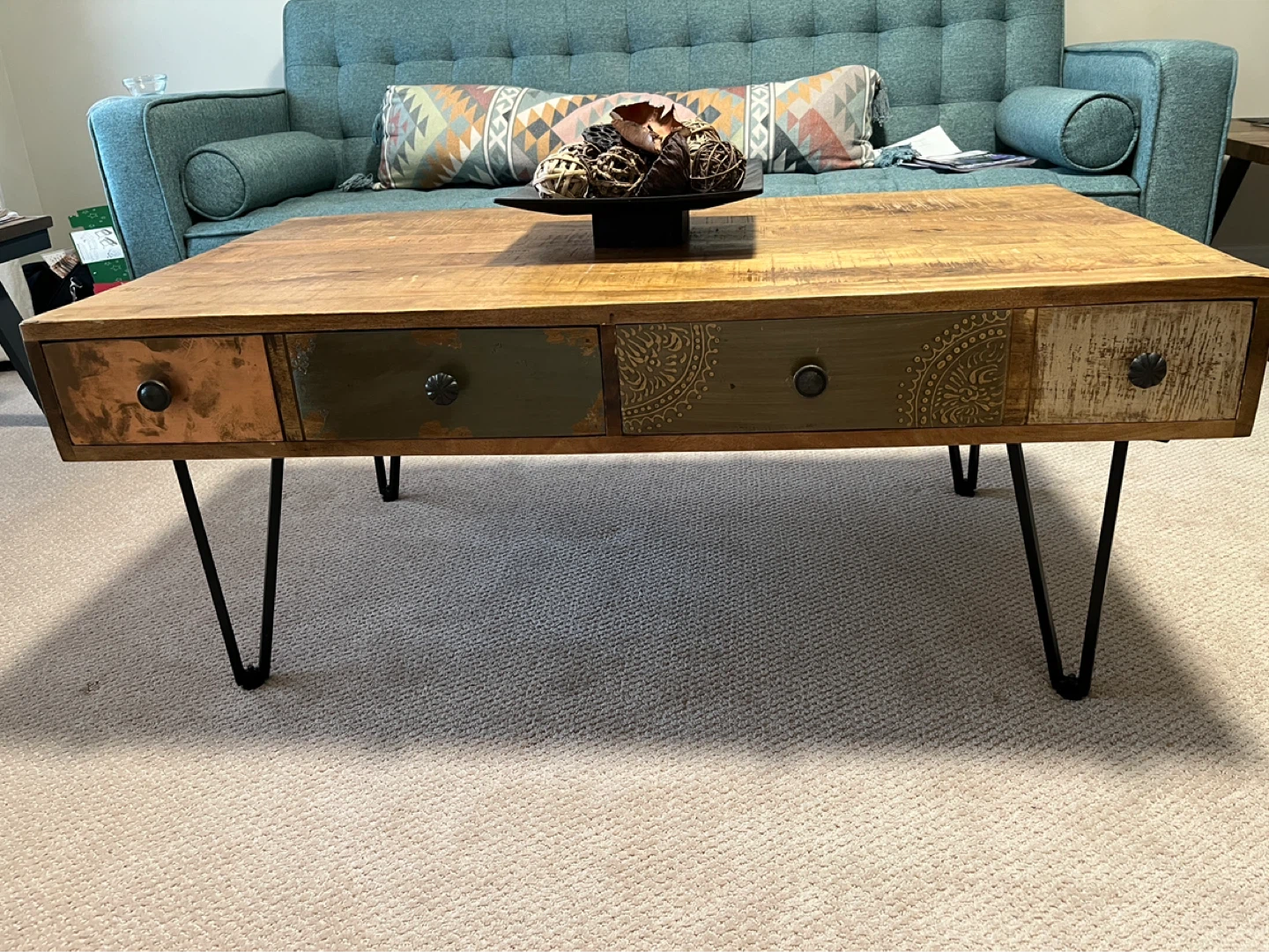 Rustic Mid-Century Modern Coffee Table with 4 Drawers - photo 5