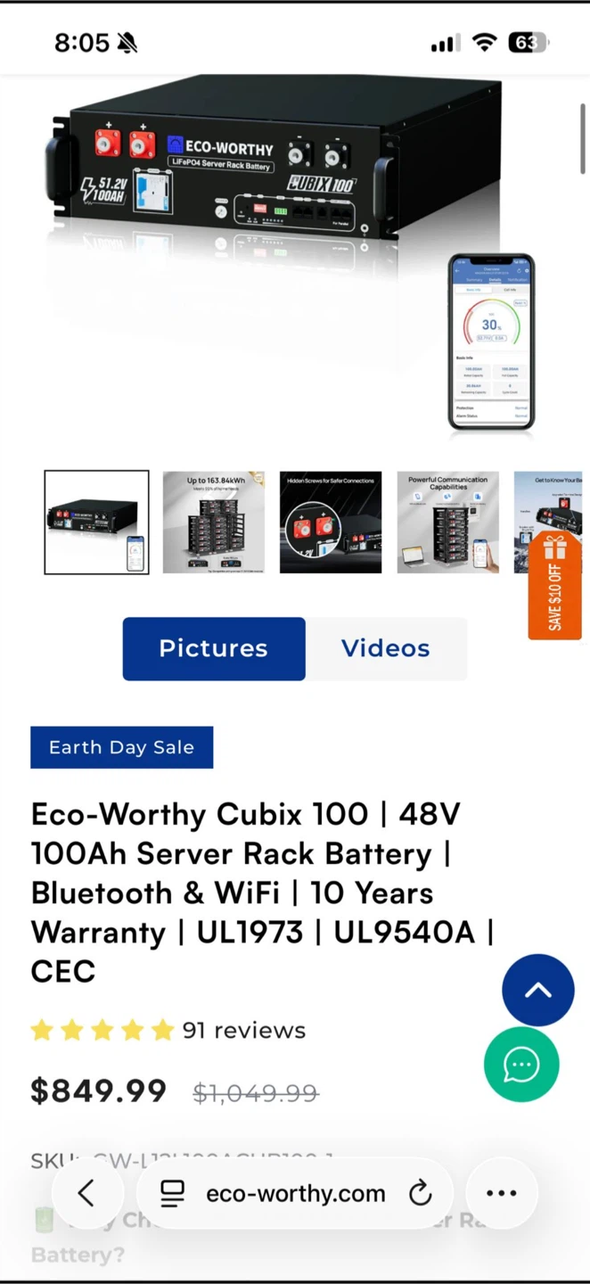 Eco-Worthy Cubix 100 Server Rack Battery 48V 100Ah - photo 3