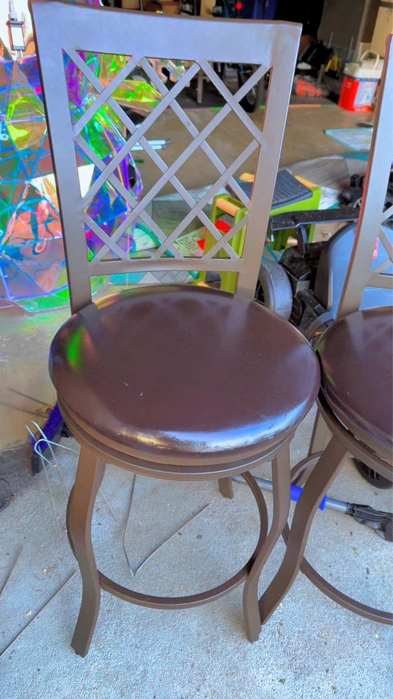 Set of 2 Swivel Bar Stools - Brown Faux Leather - photo 4