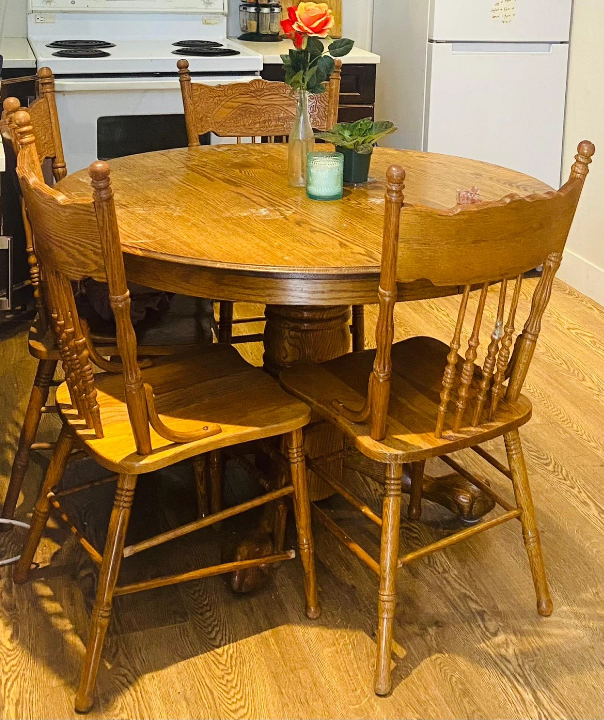 Wooden Dining Table with 4 Chairs