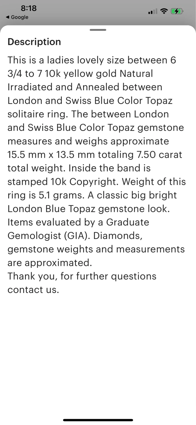10K Blue Color Topaz Ring - photo 3