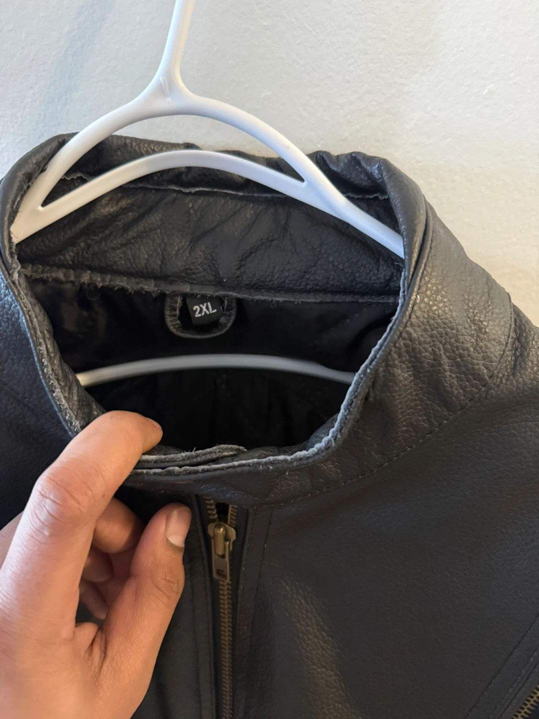 Black Leather Motorcycle Jacket - Size 2XL - photo 4