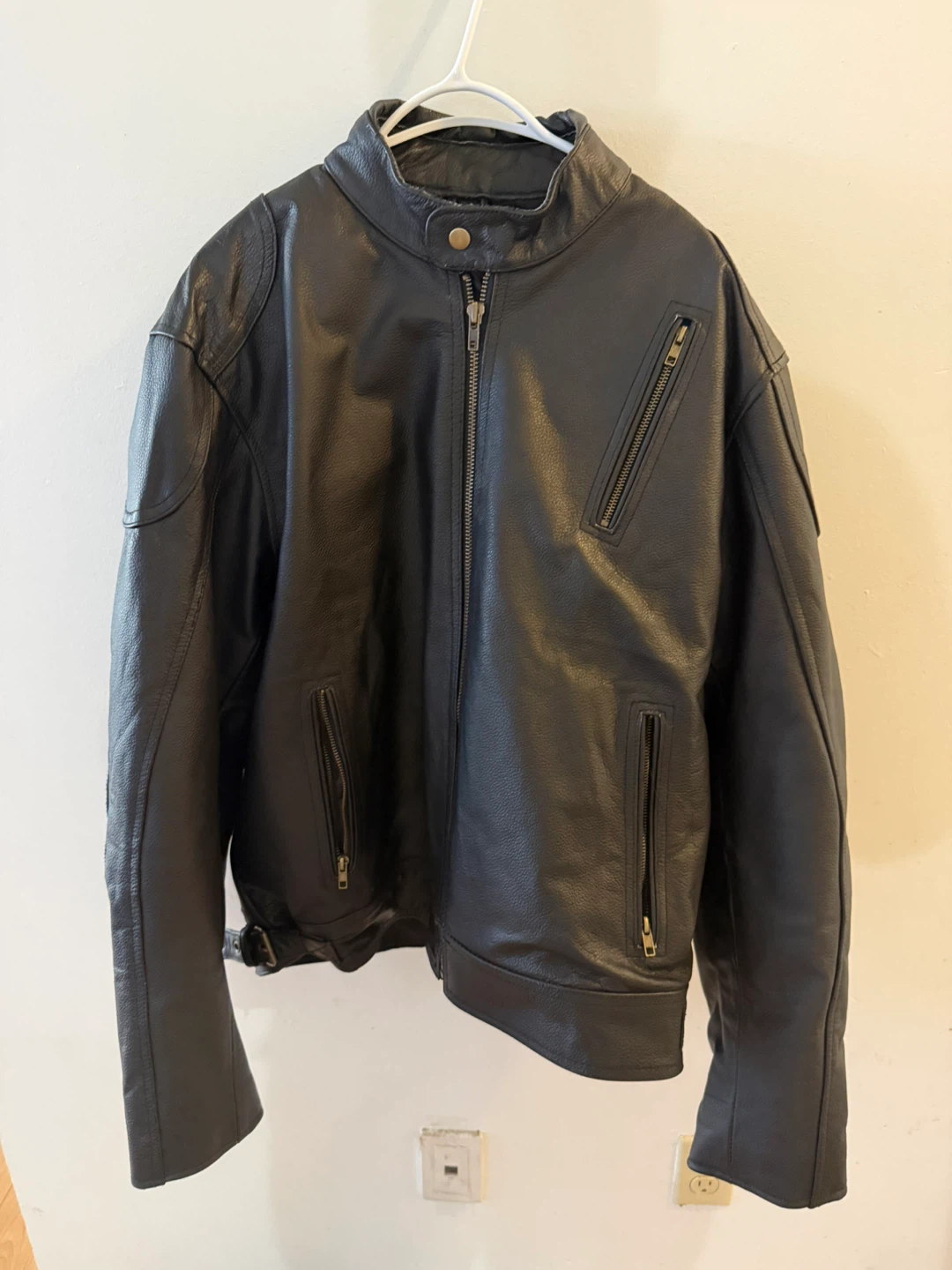 Black Leather Motorcycle Jacket - Size 2XL - photo 3