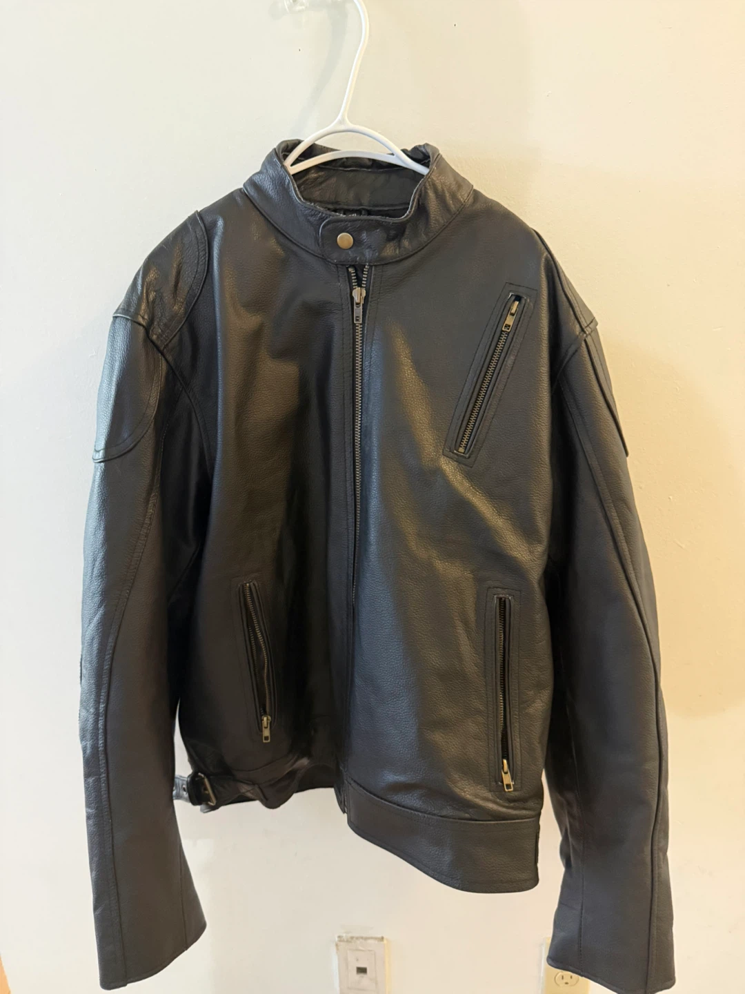 Black Leather Motorcycle Jacket - Size 2XL - photo 2