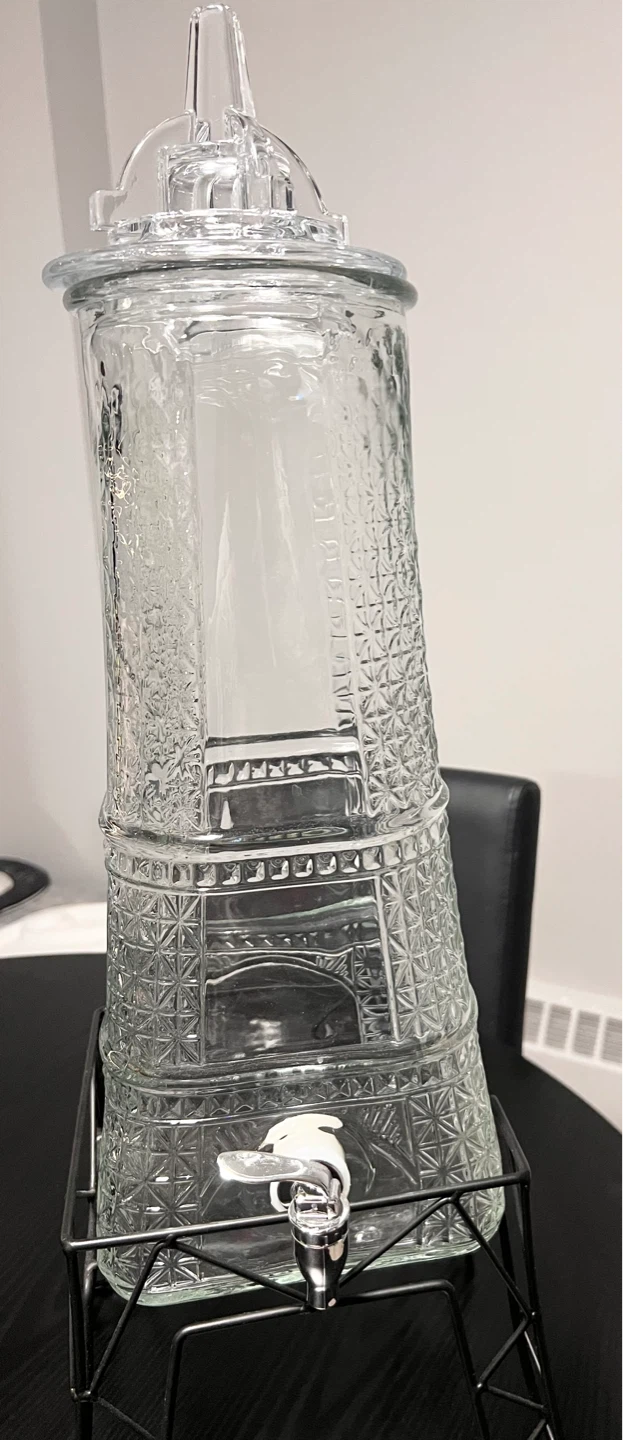 Glass Drink Dispenser with Stand – Like New