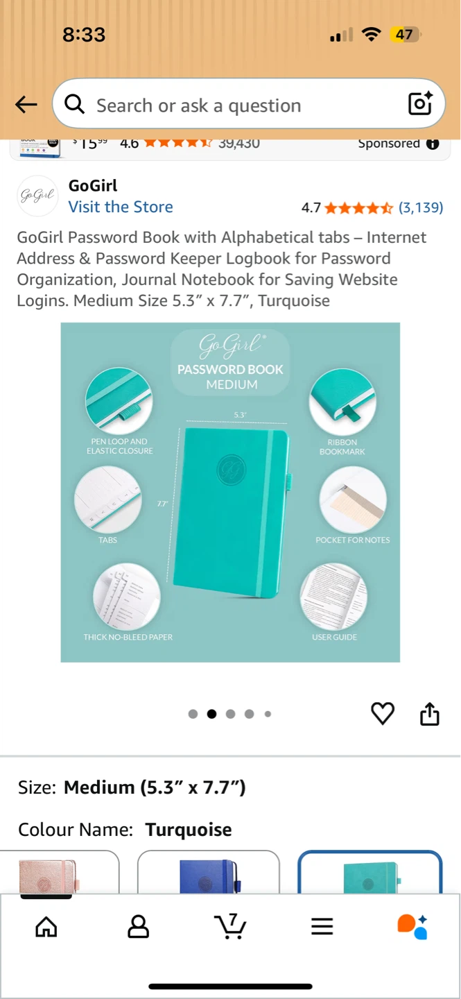 GoGirl Password Book Medium - Turquoise - photo 2