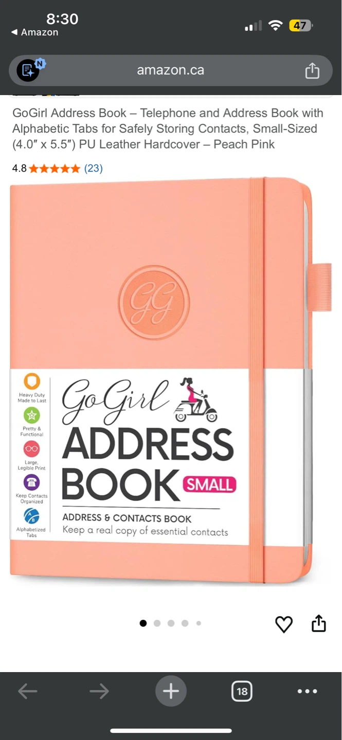 GoGirl Address Book Small - Peach Pink