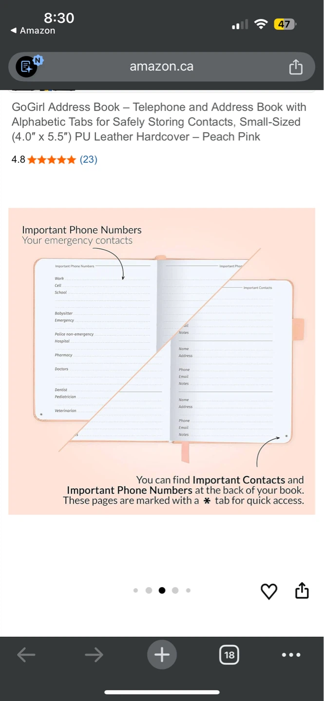 GoGirl Address Book Small - Peach Pink - photo 5
