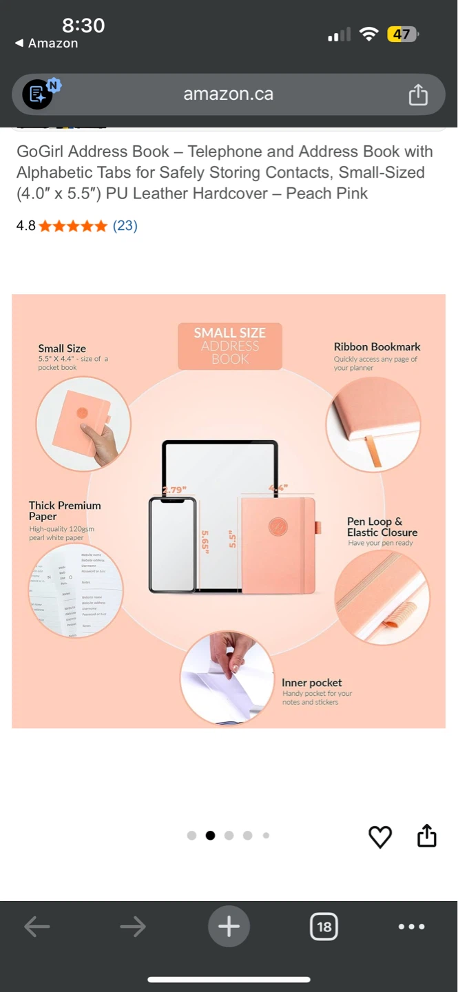 GoGirl Address Book Small - Peach Pink - photo 3