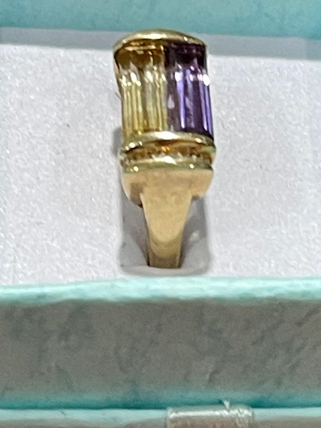 Gold Ring with Amethyst and Citrine side diamonds - photo 2