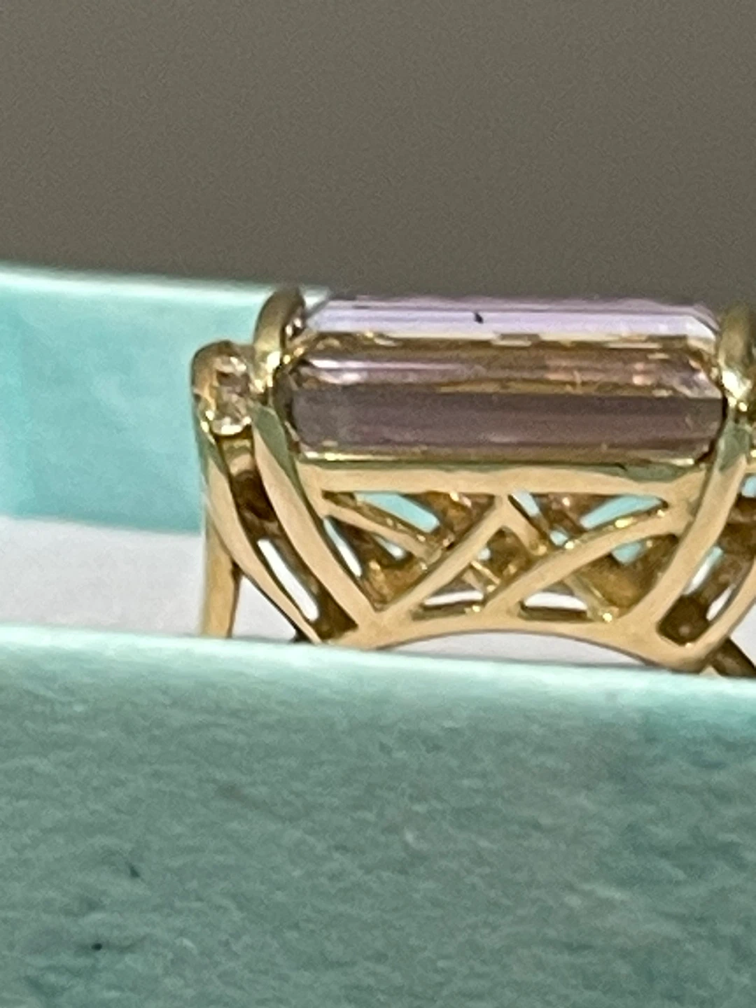 Gold Ring with Amethyst and Citrine side diamonds - photo 3