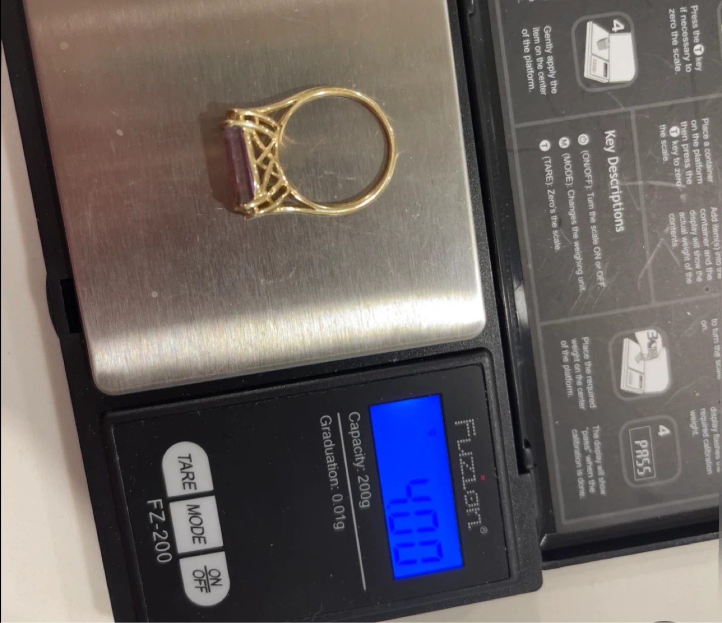 Gold Ring with Amethyst and Citrine side diamonds - photo 4
