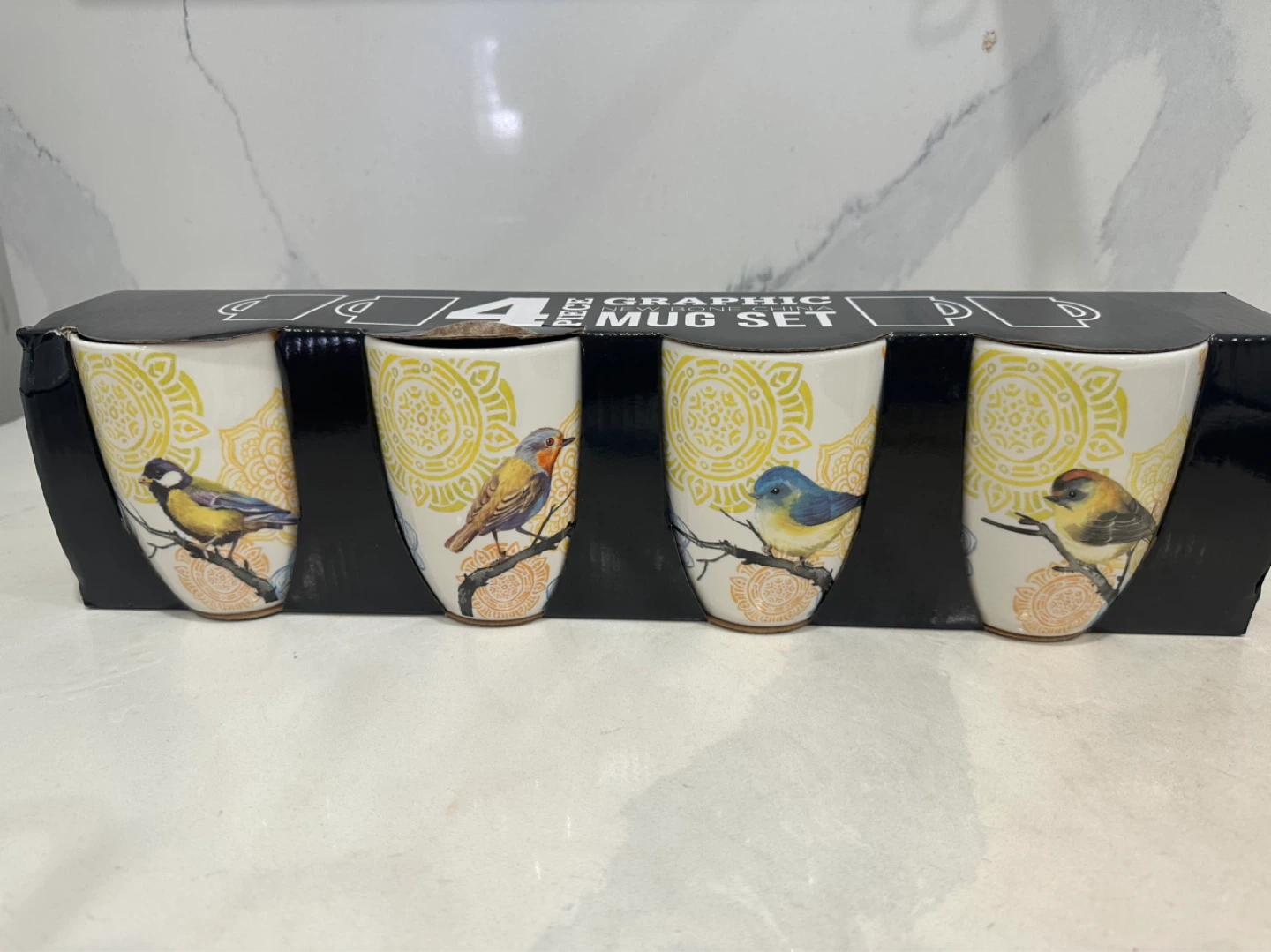 4 Piece Graphic Mug Set with Birds - photo 2