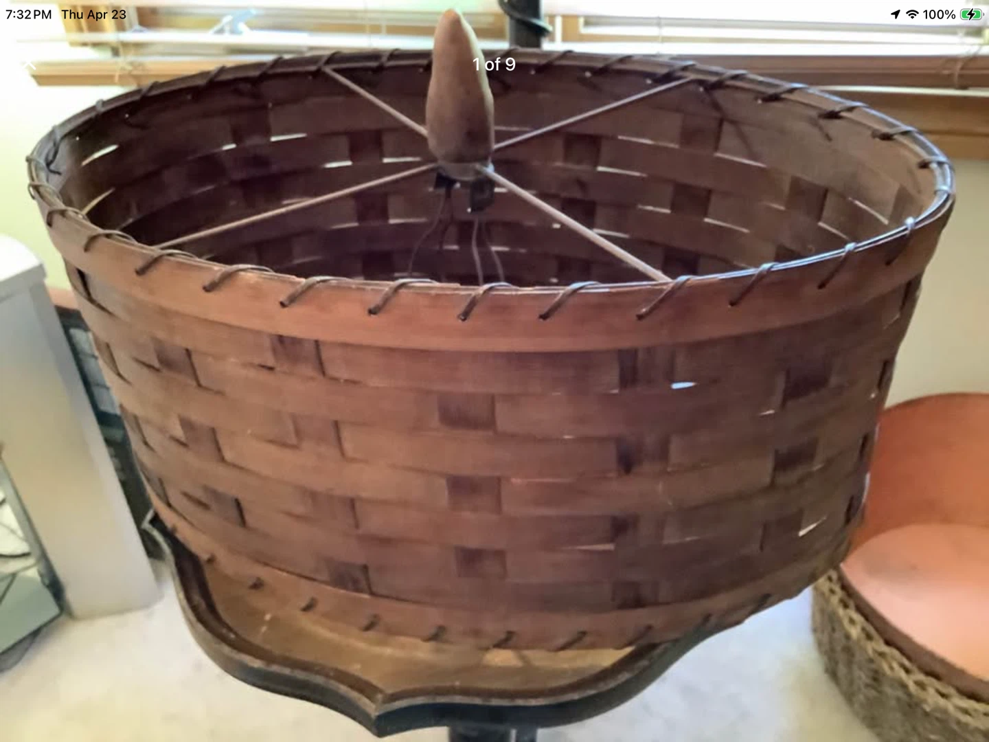 MCM Woven Split Oak Shade Whip Stretch Trim Cyprus Knee Finial 🐞
