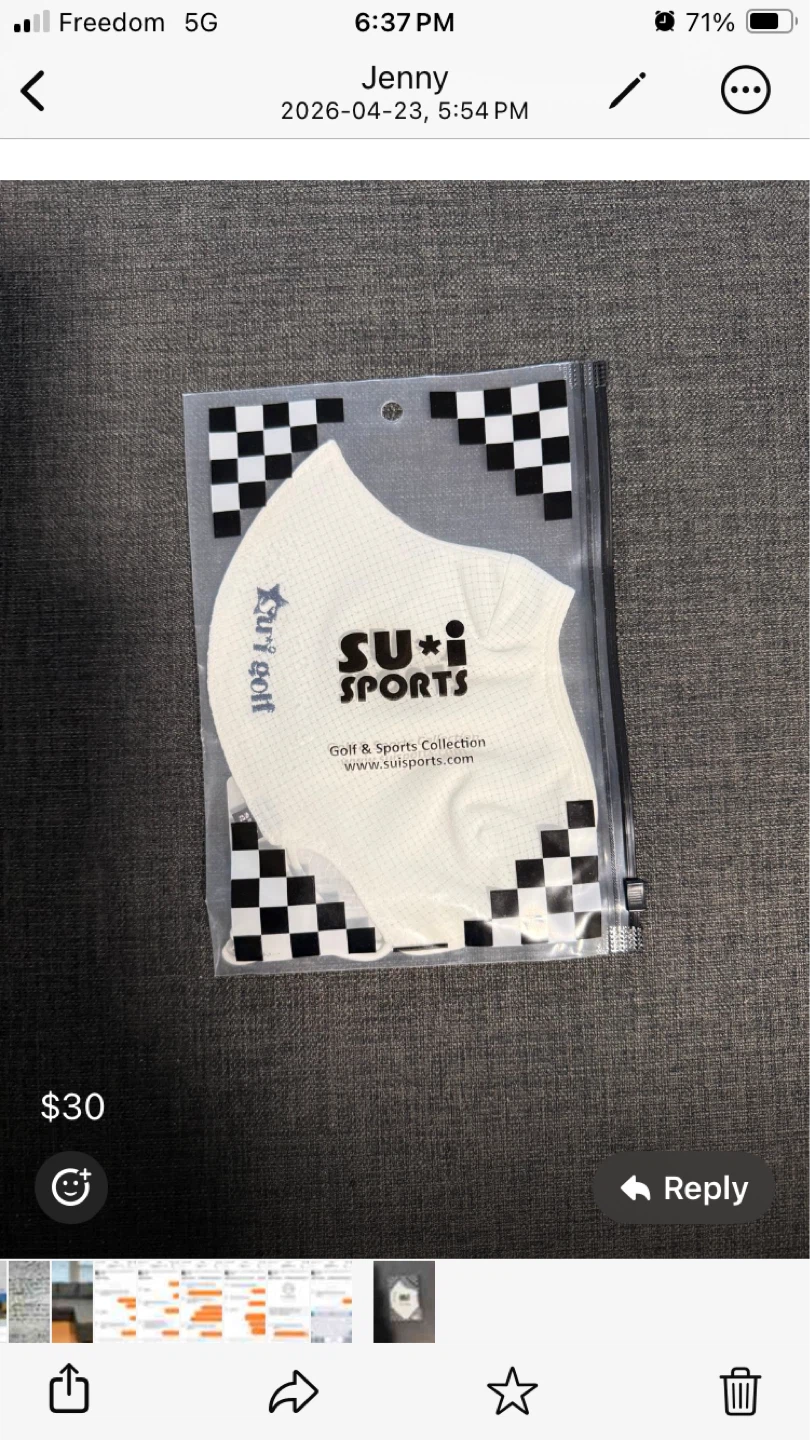 SU*i SPORTS Golf & Sports Collection White Face Mask