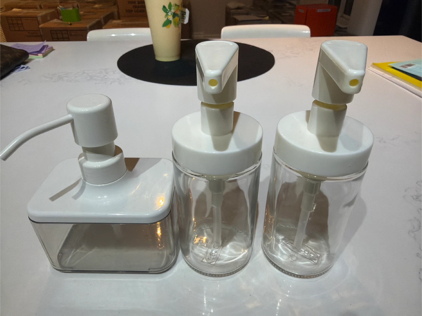 Set of 3 Glass Dispensers with Pumps