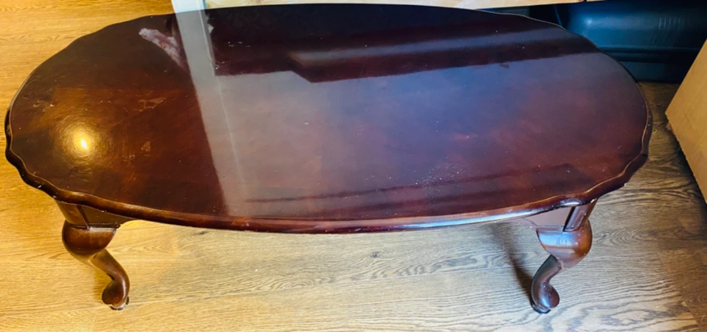 Dark Wood Oval Coffee Table