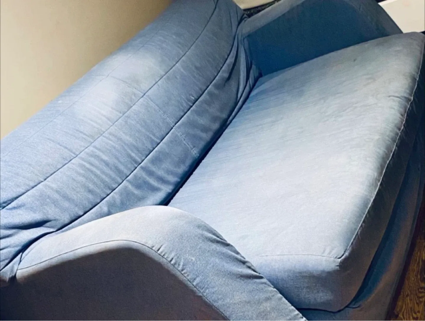 Blue Fabric Loveseat Sofa