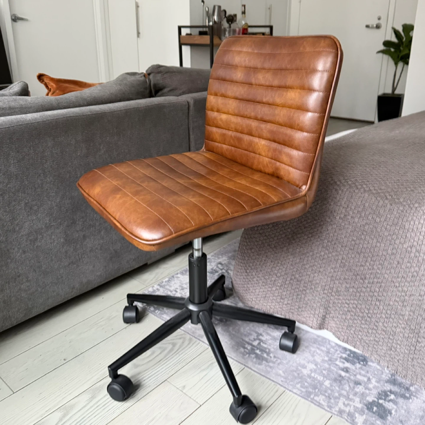 Brown Faux Leather Desk Chair