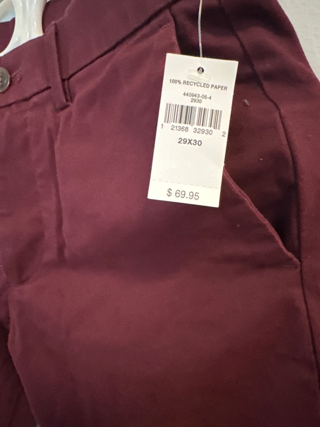 GAP Slim Fit Chinos Burgundy Pants - 29x30 - photo 2