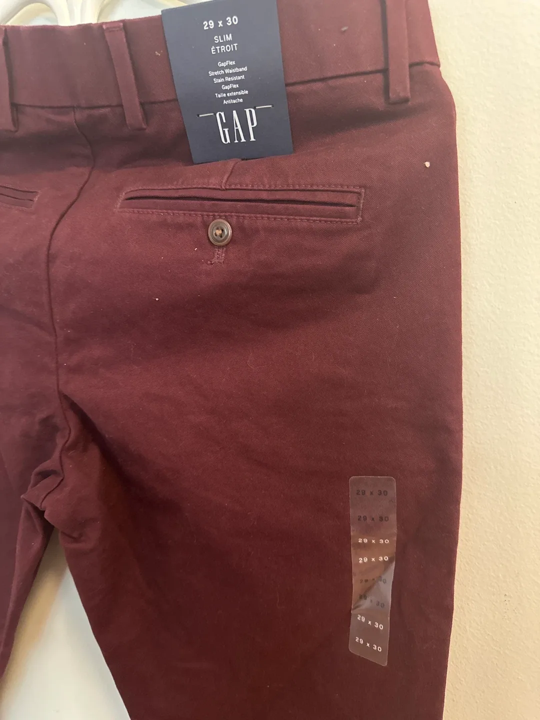 GAP Slim Fit Chinos Burgundy Pants - 29x30 - photo 3