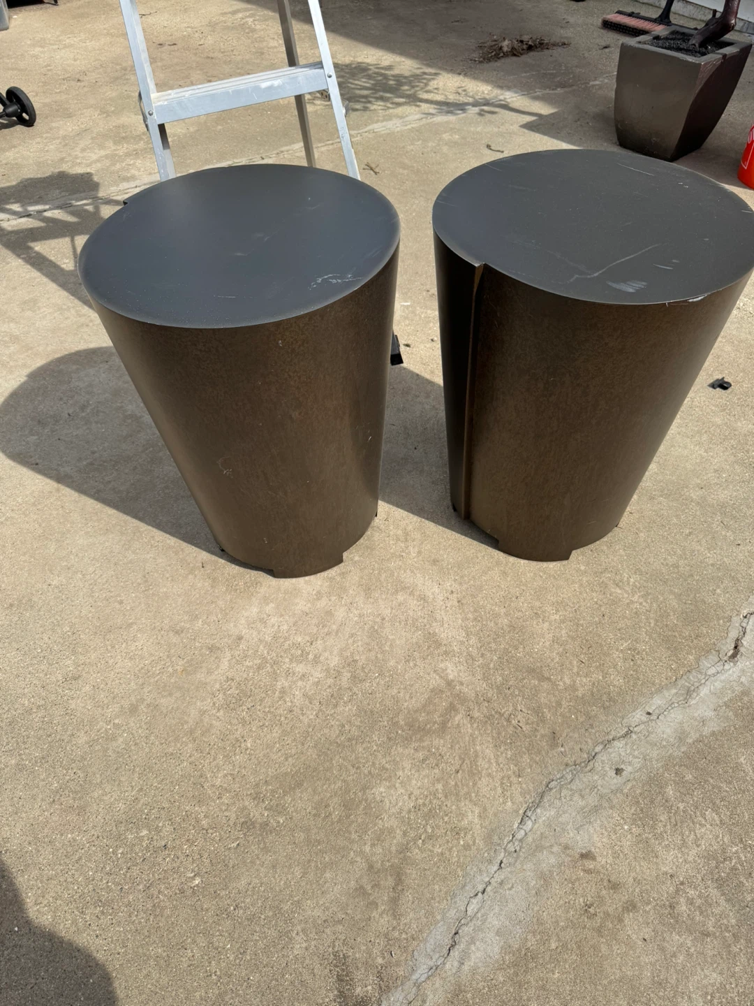 Pair of Modern Cylindrical Side Tables/Stools