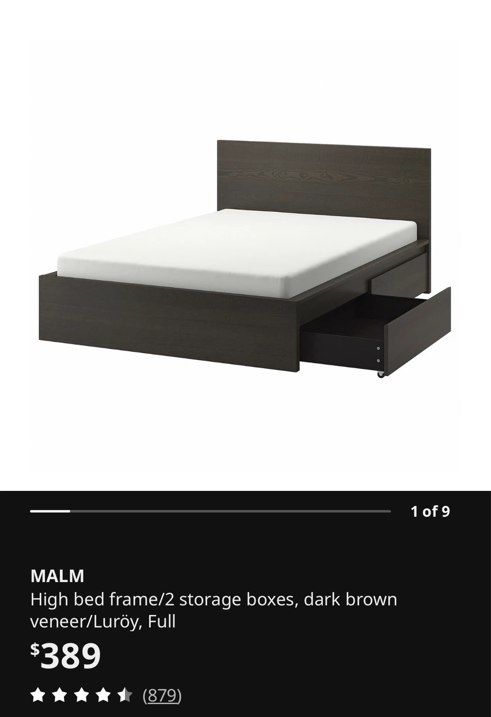 IKEA Bed Frame + 2 Storage Boxes - Full