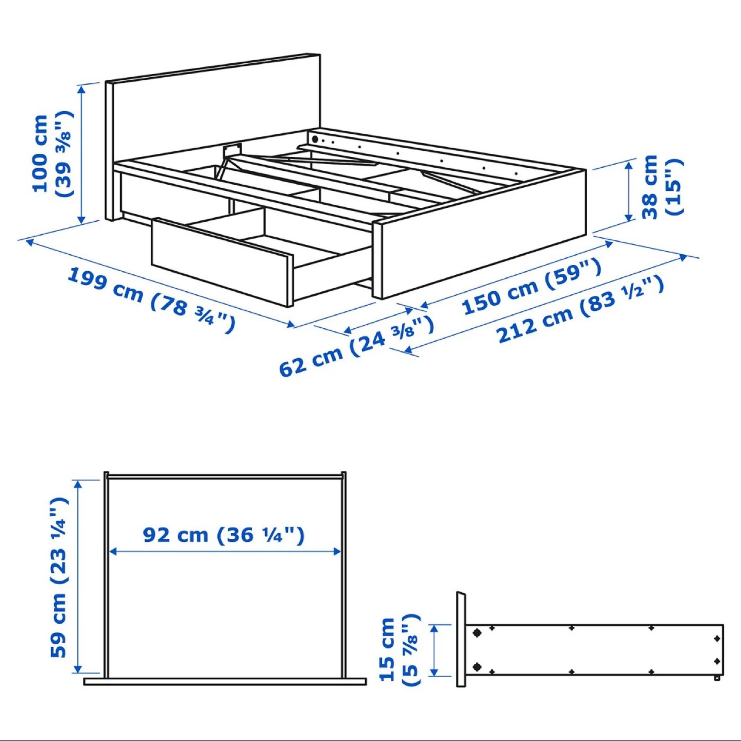 IKEA Bed Frame + 2 Storage Boxes - Full - photo 2