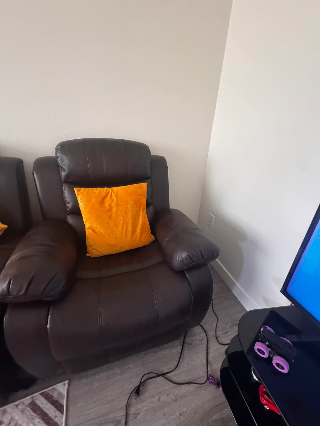 Brown Leather Reclining Sofa