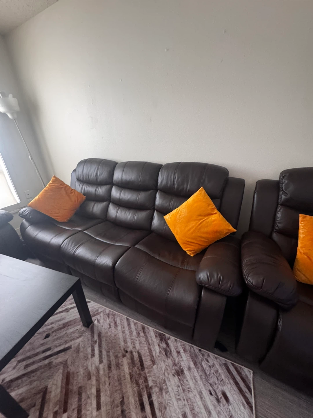 Brown Leather Reclining Sofa - photo 3