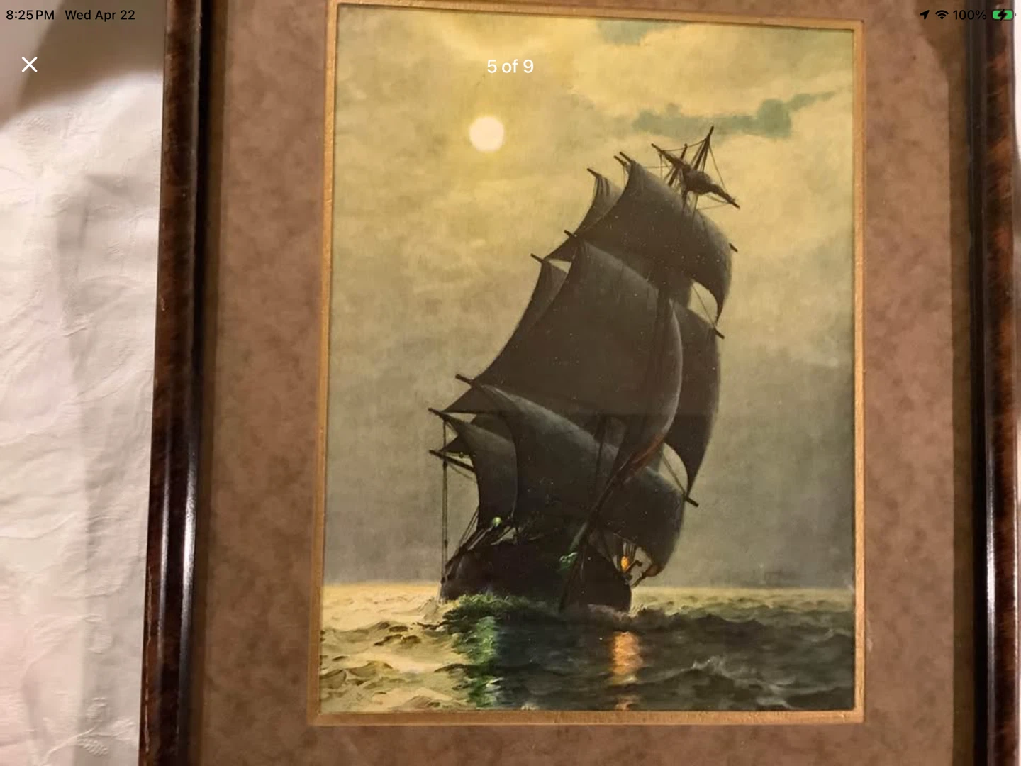 1870’s Print of Ptg “Ship in the Night” James G Tyler 🐞 - photo 5