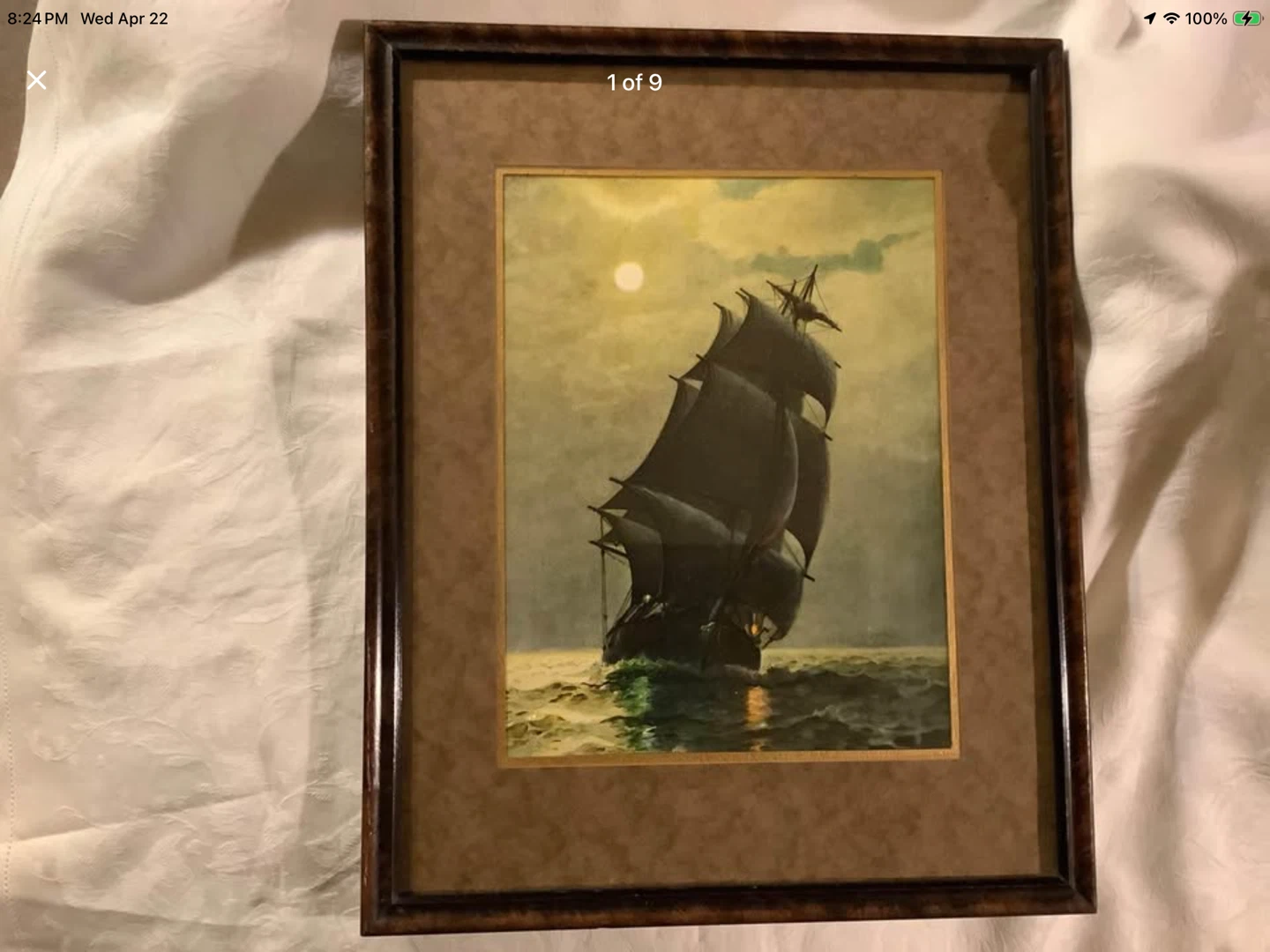 1870’s Print of Ptg “Ship in the Night” James G Tyler 🐞