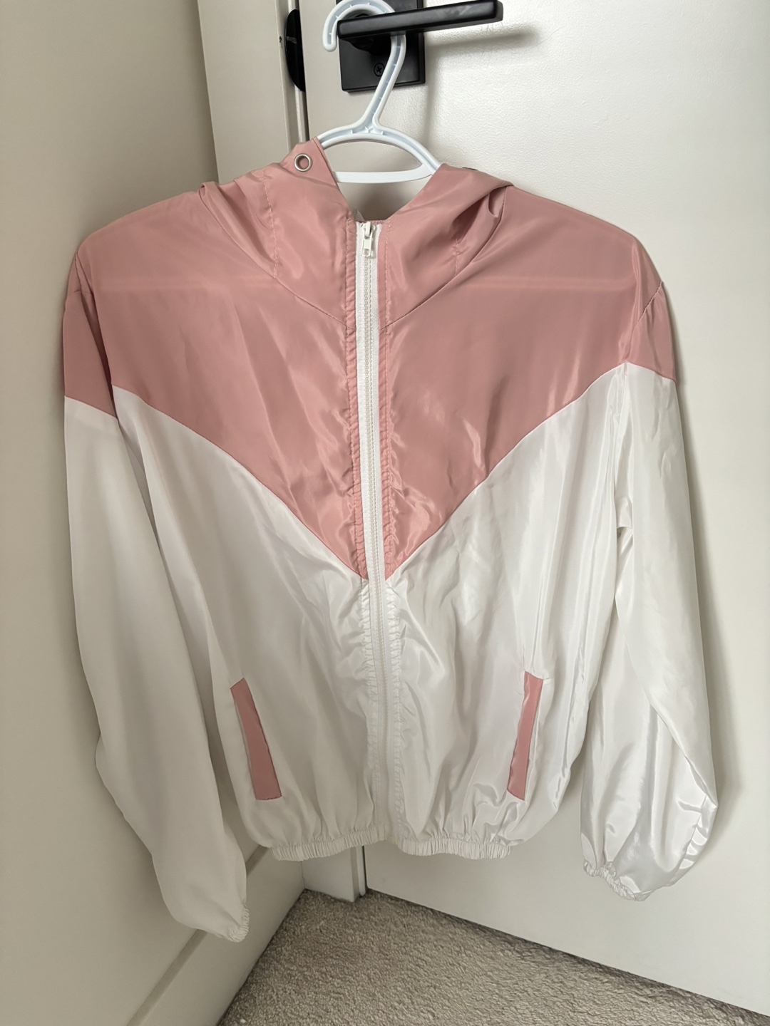 Pink and White Windbreaker Jacket