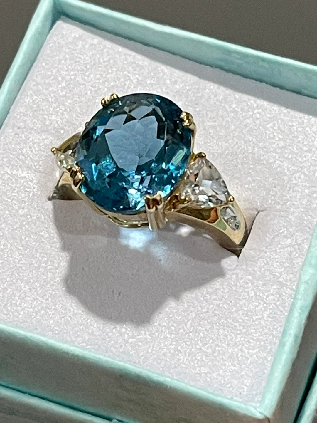 10k solid Gold Ring , sapphires