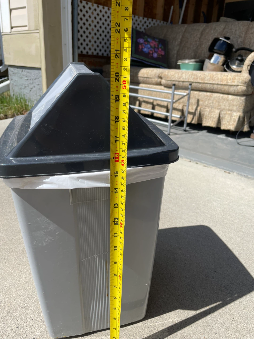 Grey Plastic Swing Top Trash Can - photo 3