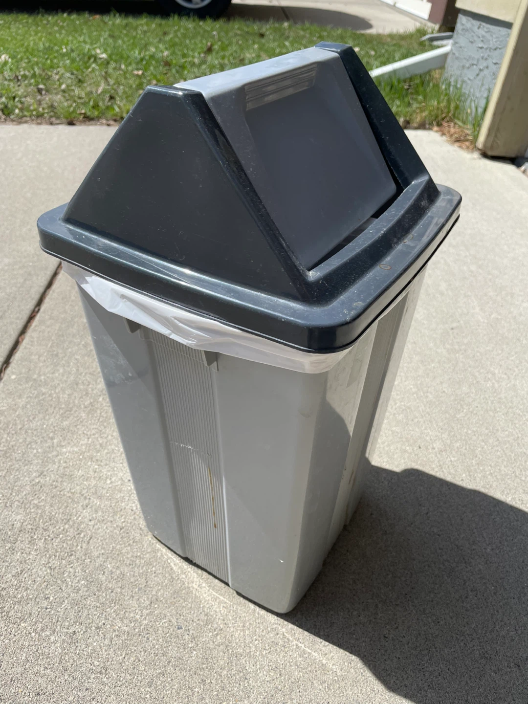 Grey Plastic Swing Top Trash Can - photo 2