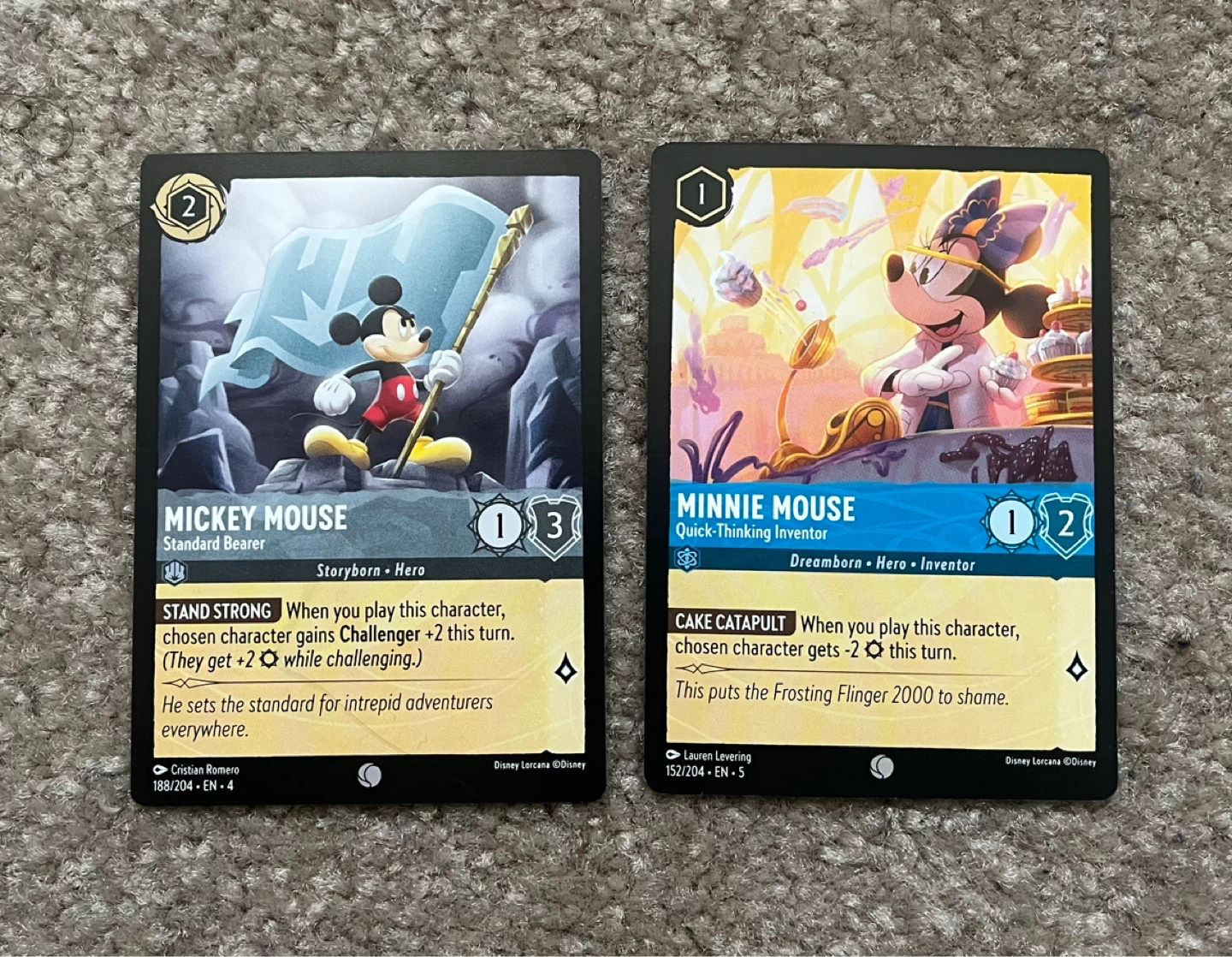 Disney Lorcana Mickey Mouse & Minnie Mouse Cards