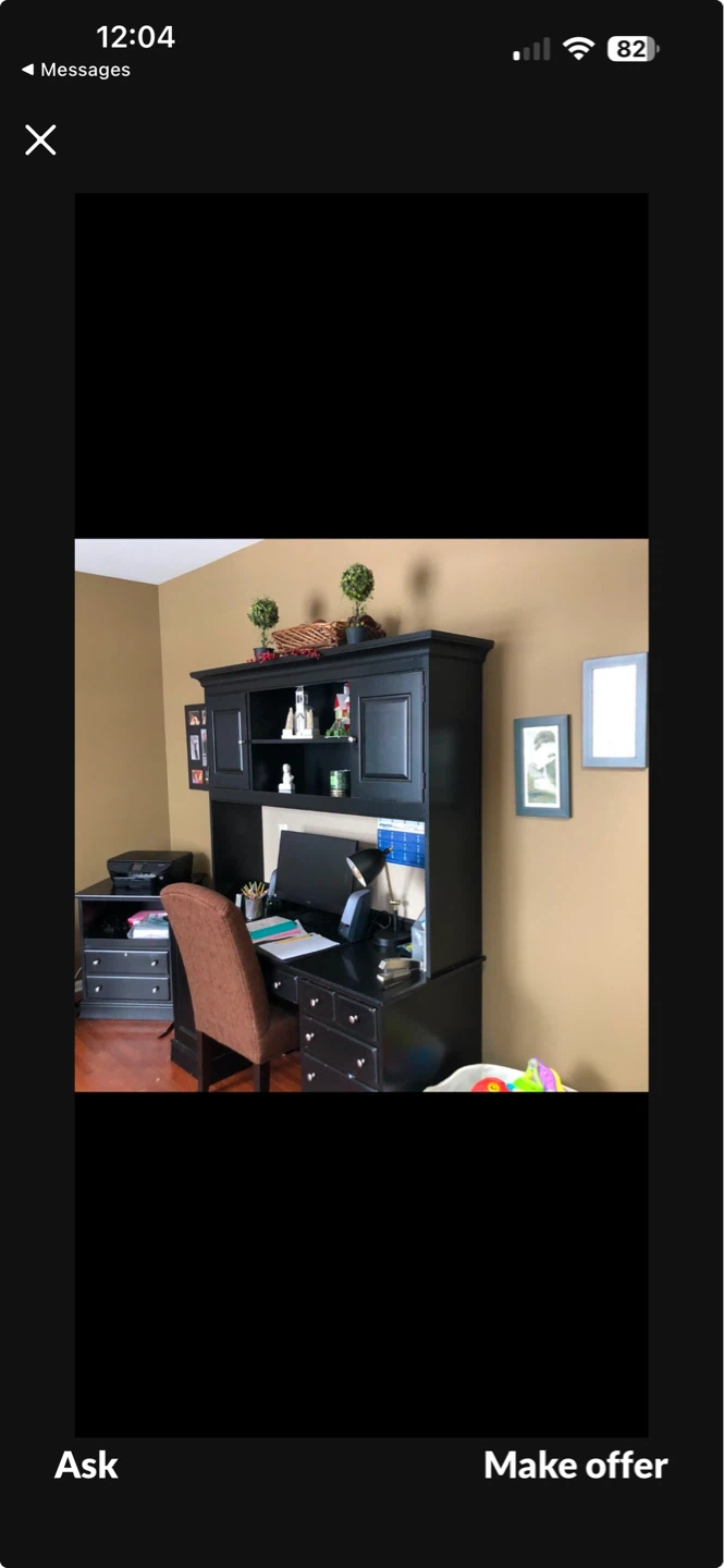 Pottery barn black desk,hutch and printer table