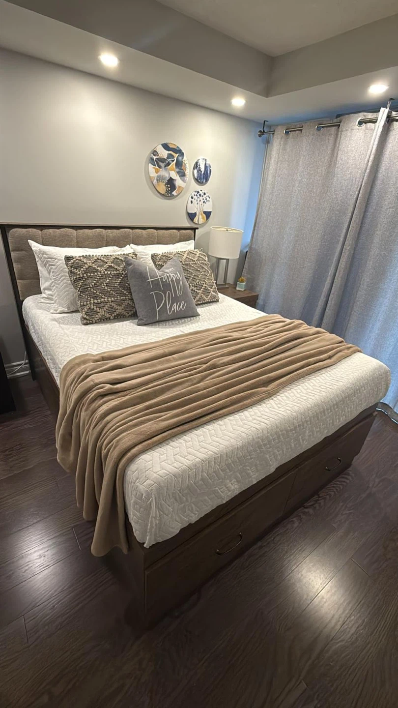 Custom made queen bed with night stand