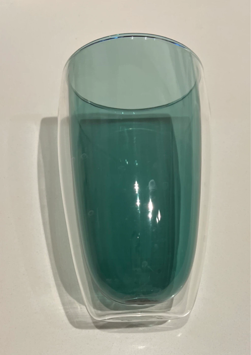 Double Walled Glass Cup - Teal