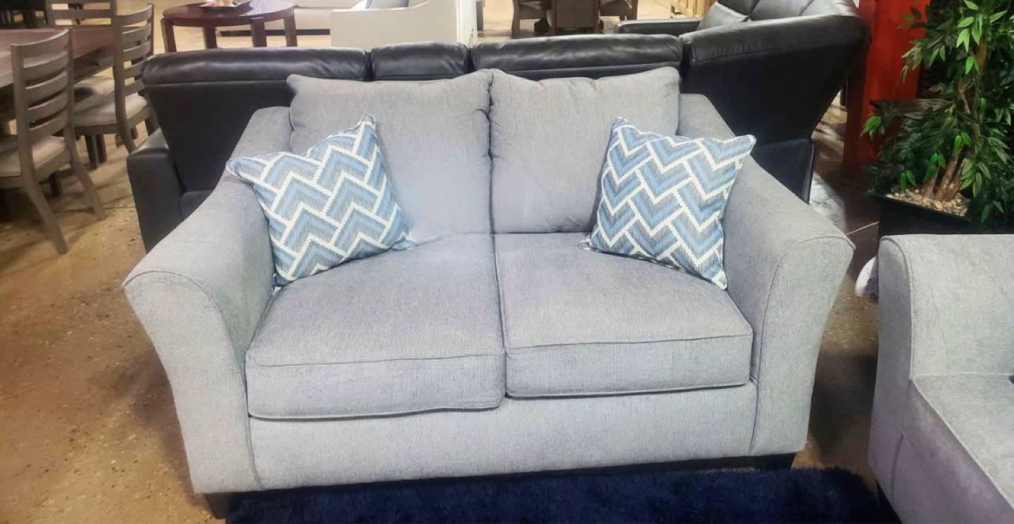 New Upholstered Gray Sofa & Loveseat with Throw Pillows - photo 4