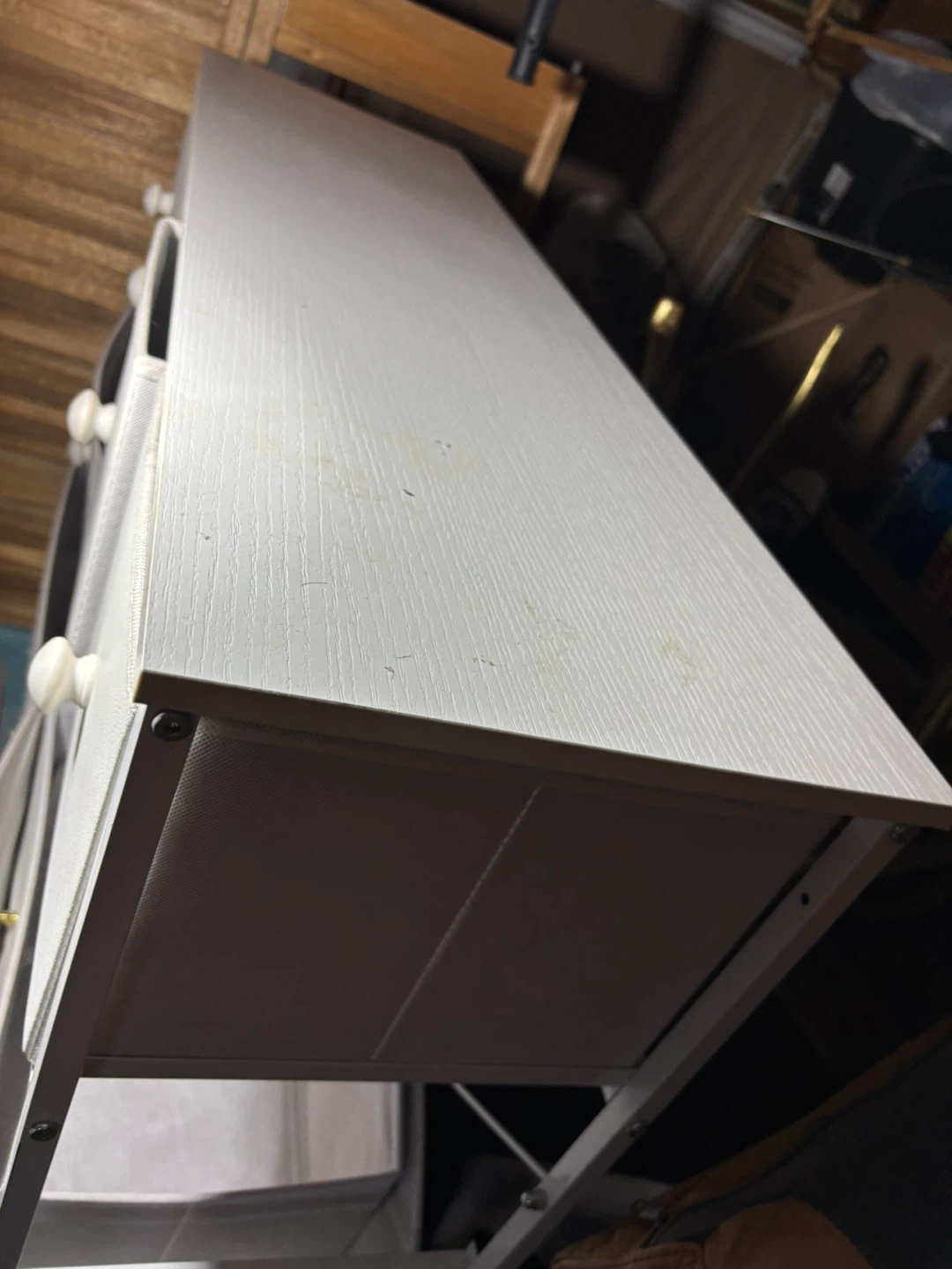 White Fabric Drawer Dresser