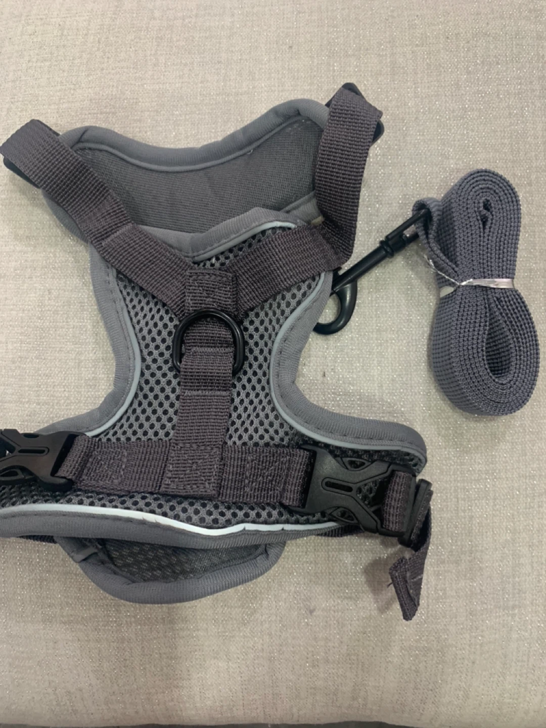 Grey Dog Harness with Leash, Size L - photo 4