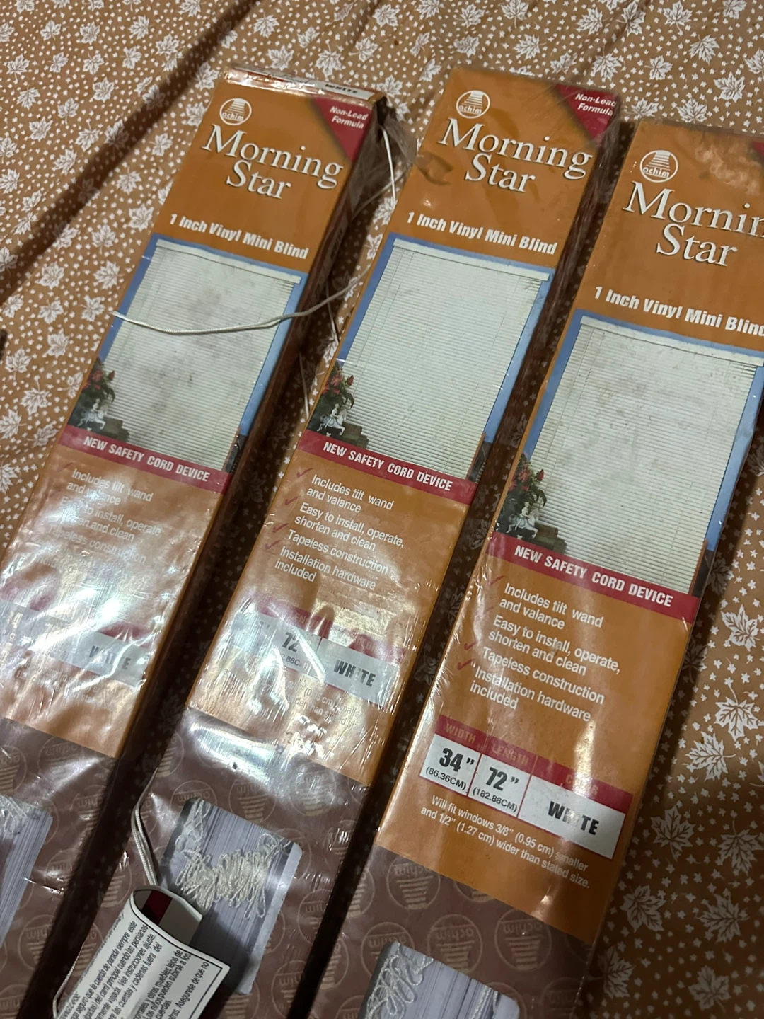 Morning Star 1 Inch Mini Blinds White (34" x 72") - Lot of 3