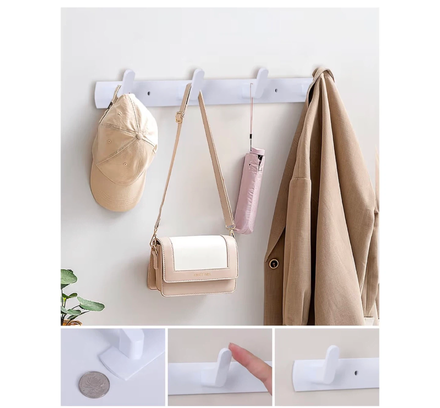 White Wall Hook Rack