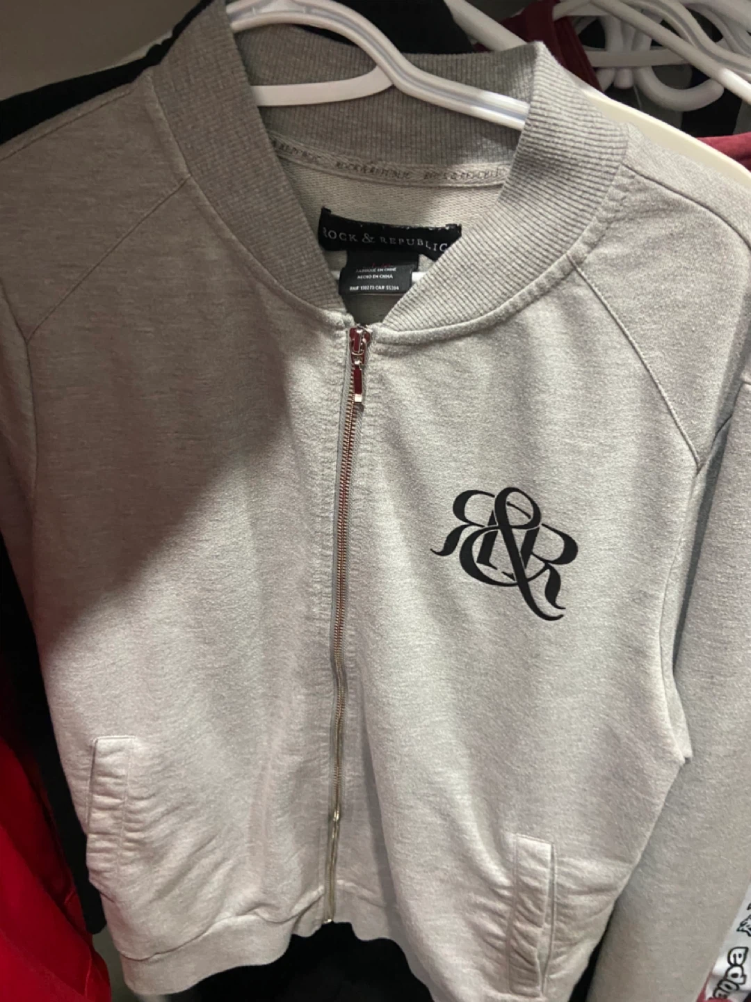 Rock & Republic Grey Bomber Jacket L/G