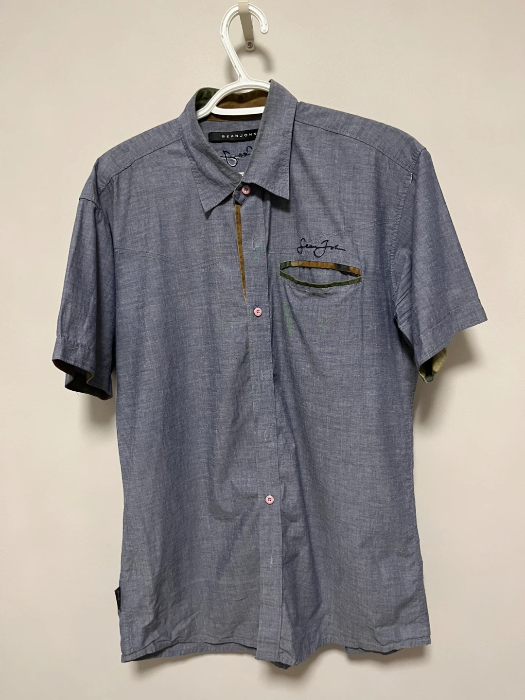 Sean John Men's Short Sleeve Button-Up Shirt Large