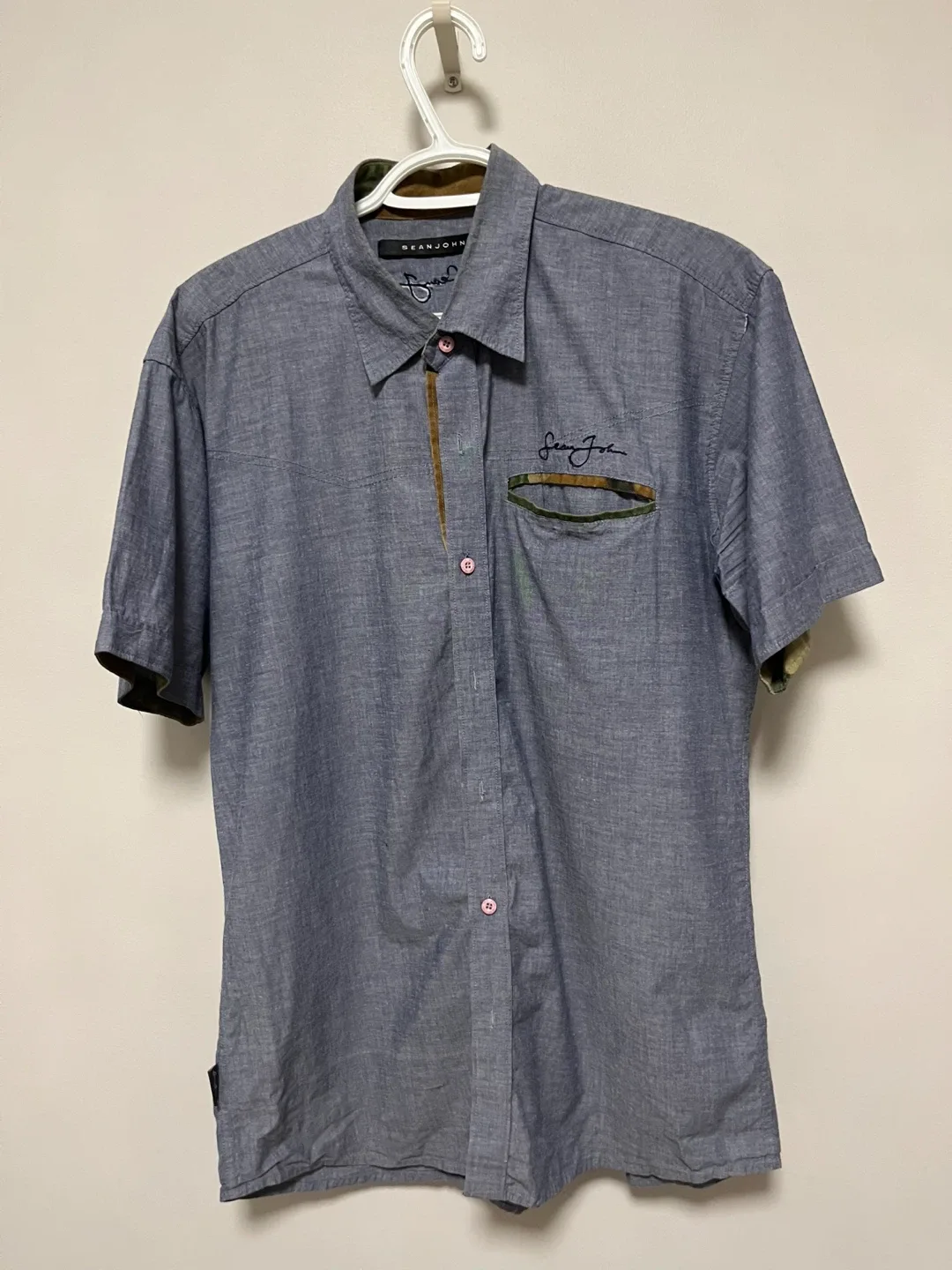 Sean John Men's Short Sleeve Button-Up Shirt Large