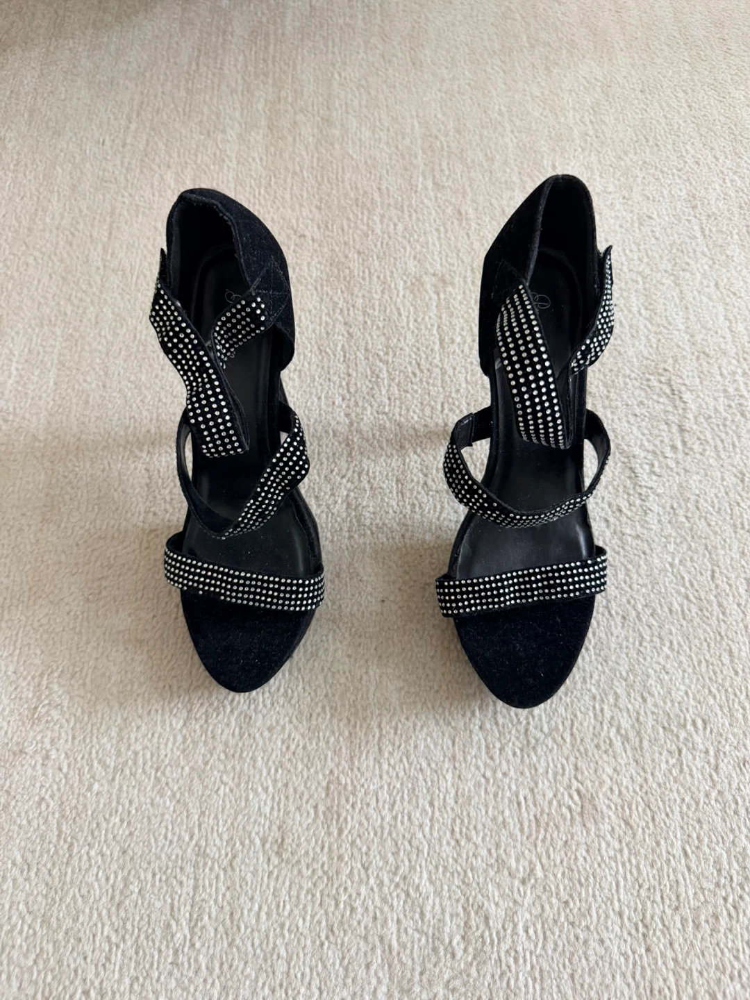 Black Velvet Rhinestone Heels - photo 2